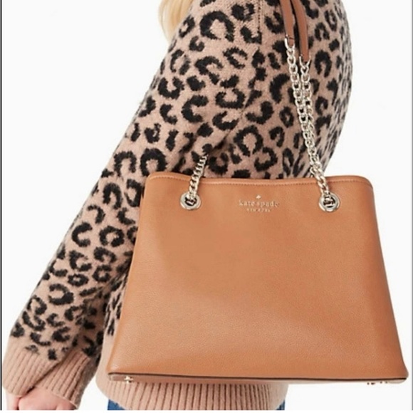 Kate Spade Jordyn Large Brown Leather Chain Shoulder Bag - Picture 1 of 10